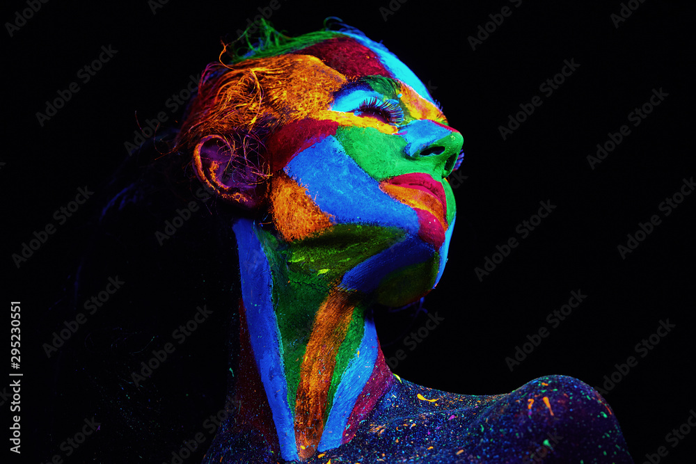 Close up UV abstract portrait - obrazy, fototapety, plakaty 