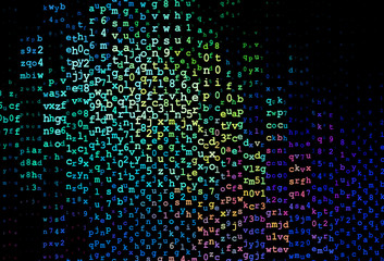 dark blue, green vector backdrop with english symbols.
