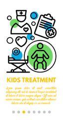 Canvas Print - Kids treatment banner. Outline illustration of kids treatment vector banner for web design