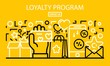 Loyalty program banner. Outline illustration of loyalty program vector banner for web design