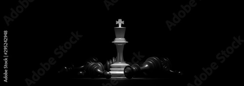 Fotomural Business concept design with chess pieces. 3D illustration