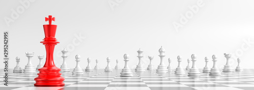 Fotomural Business concept design with chess pieces on white background