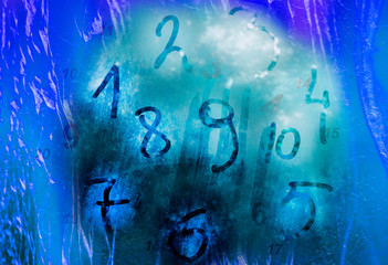 Wall Mural - magical frozen numbers under the ice