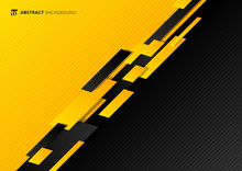 Abstract Technology Template Geometric Diagonal Overlapping Separate Contrast Yellow And Black Background.
