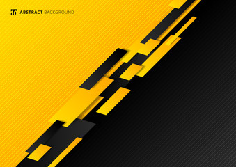 Wall Mural - Abstract technology template geometric diagonal overlapping separate contrast yellow and black background.