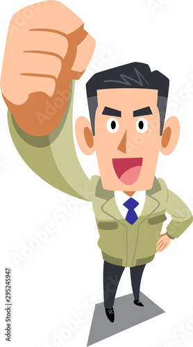 拳を掲げる工務店の男性 Stock Vector Adobe Stock