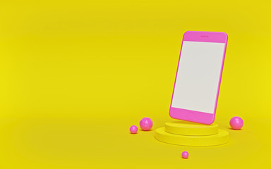 Poster - Abstract background with a smartphone. Fashion and trendy mockup. copy space. 3d rendering