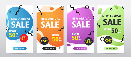 Wall Mural - set of modern fluid sale banner template design. super sale special offer promotion.