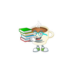 Poster - Student with book cup coffee cartoon on white background.