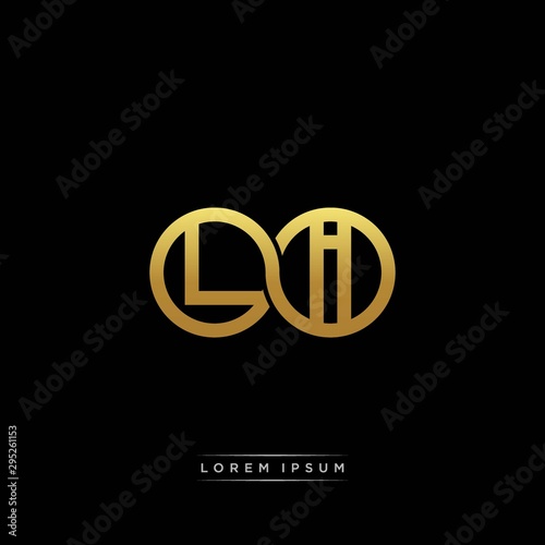 Cuadros en Lienzo LI initial letter linked circle capital monogram logo modern template silver col