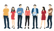 © Galina - Silhouettes of men and women standing, cartoon character, group business people, vector illustration, flat designe icon, isolated on white background