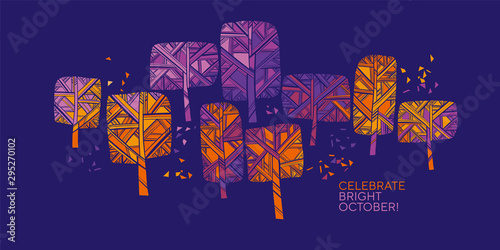 Bright vivid autumn park tr...