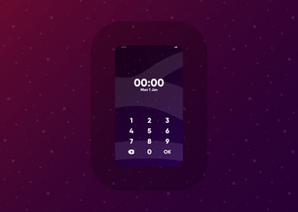 Wall Mural - Phone Pin Lock Set on Smartphone with Security User Interface User Experience UI Vector Illustration