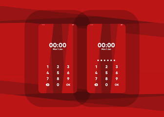 Wall Mural - Phone Pin Lock Set on Smartphone with Security User Interface User Experience UI Vector Illustration