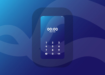 Wall Mural - Phone Pin Lock Set on Smartphone with Security User Interface User Experience UI Vector Illustration