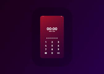 Wall Mural - Phone Pin Lock Set on Smartphone with Security User Interface User Experience UI Vector Illustration