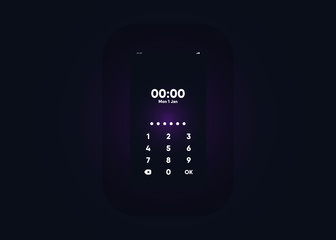 Wall Mural - Phone Pin Lock Set on Smartphone with Security User Interface User Experience UI Vector Illustration