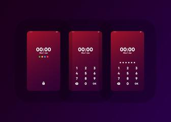 Wall Mural - Phone Pin Lock Set on Smartphone with Security User Interface User Experience UI Vector Illustration