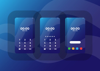 Wall Mural - Phone Pin Lock Set on Smartphone with Security User Interface User Experience UI Vector Illustration