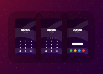 Wall Mural - Phone Pin Lock Set on Smartphone with Security User Interface User Experience UI Vector Illustration