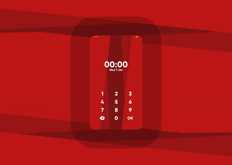 Wall Mural - Phone Pin Lock Set on Smartphone with Security User Interface User Experience UI Vector Illustration