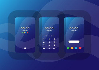 Wall Mural - Phone Pin Lock Set on Smartphone with Security User Interface User Experience UI Vector Illustration