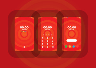 Wall Mural - Phone Pin Lock Set on Smartphone with Security User Interface User Experience UI Vector Illustration