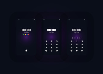 Wall Mural - Phone Pin Lock Set on Smartphone with Security User Interface User Experience UI Vector Illustration