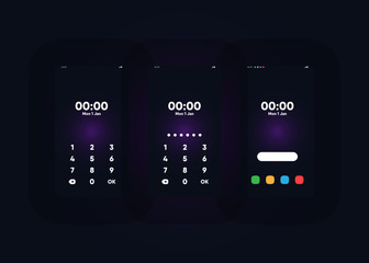 Wall Mural - Phone Pin Lock Set on Smartphone with Security User Interface User Experience UI Vector Illustration
