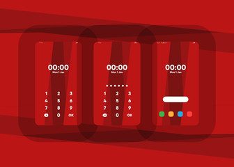 Wall Mural - Phone Pin Lock Set on Smartphone with Security User Interface User Experience UI Vector Illustration
