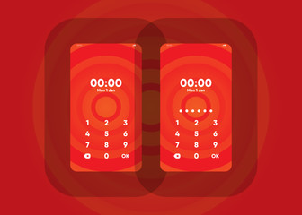 Wall Mural - Phone Pin Lock Set on Smartphone with Security User Interface User Experience UI Vector Illustration