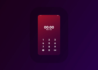 Wall Mural - Phone Pin Lock Set on Smartphone with Security User Interface User Experience UI Vector Illustration