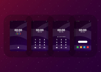 Wall Mural - Phone Pin Lock Set on Smartphone with Security User Interface User Experience UI Vector Illustration