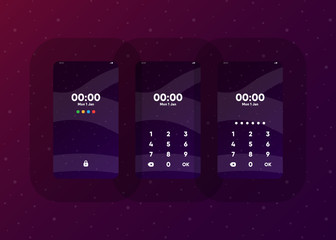 Wall Mural - Phone Pin Lock Set on Smartphone with Security User Interface User Experience UI Vector Illustration