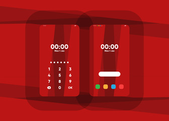 Wall Mural - Phone Pin Lock Set on Smartphone with Security User Interface User Experience UI Vector Illustration