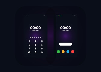 Wall Mural - Phone Pin Lock Set on Smartphone with Security User Interface User Experience UI Vector Illustration