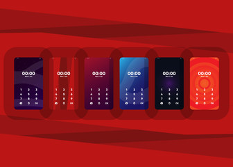 Wall Mural - Phone Pin Lock Set on Smartphone with Security User Interface User Experience UI Vector Illustration