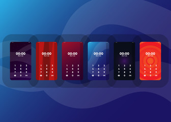 Wall Mural - Phone Pin Lock Set on Smartphone with Security User Interface User Experience UI Vector Illustration