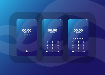 Wall Mural - Phone Pin Lock Set on Smartphone with Security User Interface User Experience UI Vector Illustration