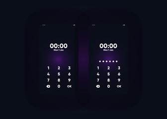 Wall Mural - Phone Pin Lock Set on Smartphone with Security User Interface User Experience UI Vector Illustration
