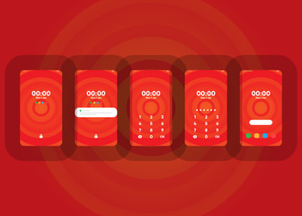 Wall Mural - Phone Pin Lock Set on Smartphone with Security User Interface User Experience UI Vector Illustration