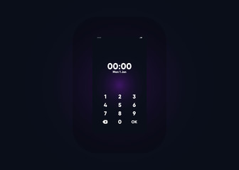 Wall Mural - Phone Pin Lock Set on Smartphone with Security User Interface User Experience UI Vector Illustration