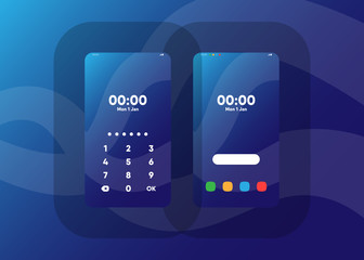 Wall Mural - Phone Pin Lock Set on Smartphone with Security User Interface User Experience UI Vector Illustration