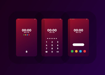 Wall Mural - Phone Pin Lock Set on Smartphone with Security User Interface User Experience UI Vector Illustration