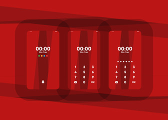 Wall Mural - Phone Pin Lock Set on Smartphone with Security User Interface User Experience UI Vector Illustration