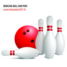 Bowling Ball And Pins Isolated On White