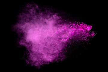 Wall Mural - Colorful Explosion. Dust Particle Isolated on Black Background