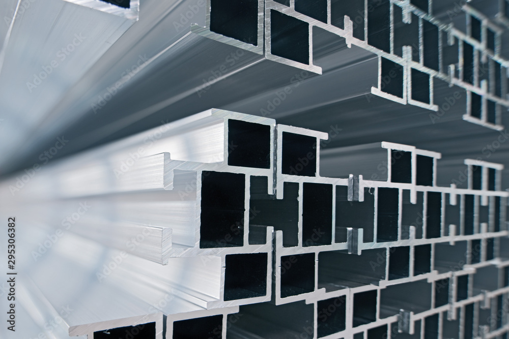 Steel Rack Profiles Aluminium Profiles stacked in a storage rack. Stock Photo | Adobe Stock