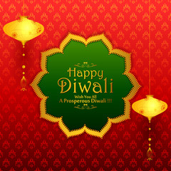 Poster - Happy Diwali light festival of India greeting background in vector