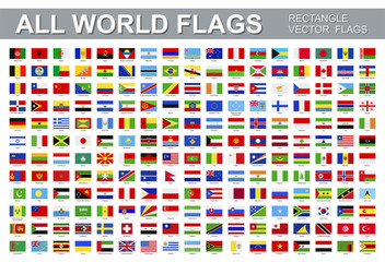 all world flags - vector set of rectangular icons. flags of all countries and continents